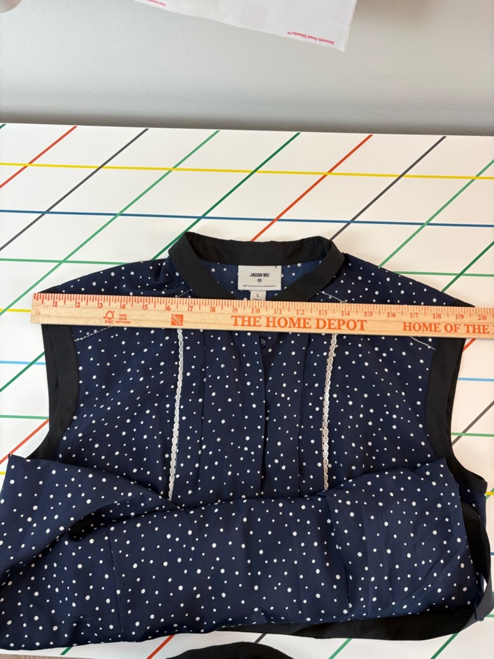 Jason Wu for Target Navy & White Polka Dot Sleeveless Shirt Dress w/ lace Size L - Picture 11 of 12